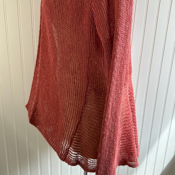 Eileen Fisher Linen Crochet Open Front Cardigan Sweater Size L - Picture 3 of 7